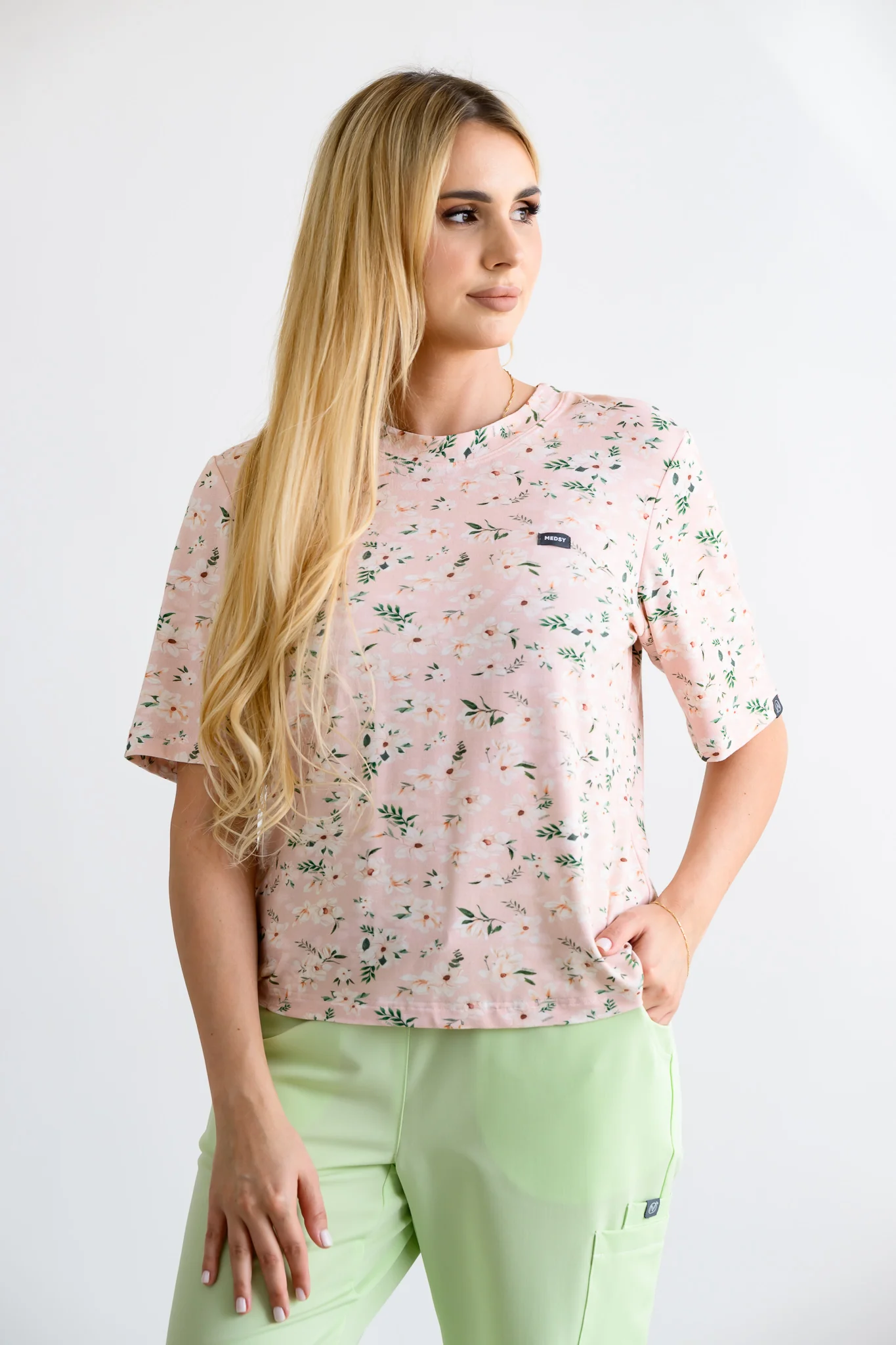 Bambusowa bluzka medyczna damska we wzorki LAVAL