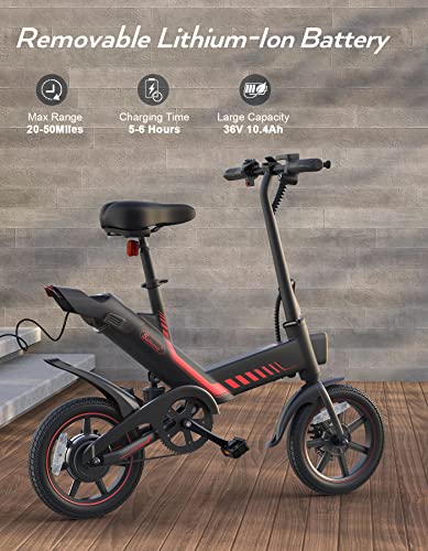 2025 Sailnovo Bicicleta Eléctrica Plegable 14'' para Adultos y Adolescentes, Batería de Litio Integrada
