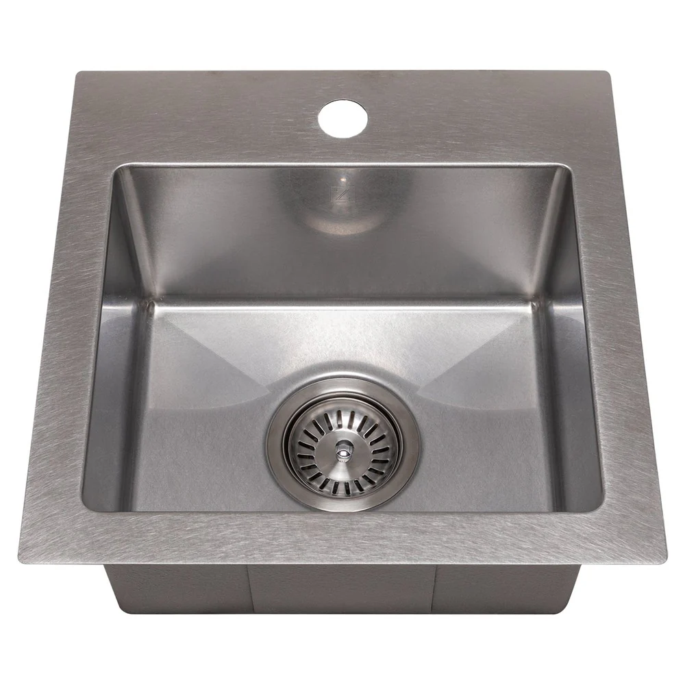Fregadero de Bar de Cubeta Única de 15 Pulgadas con Montaje en Superficie en Acero Inoxidable Satinado ZLINE Donner (STS-15S)