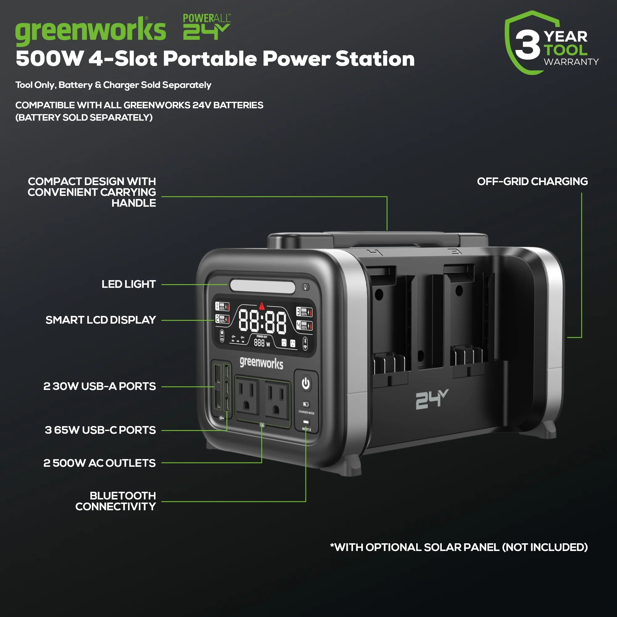2025 Estación de energía portátil 24V 500W (solo herramienta)