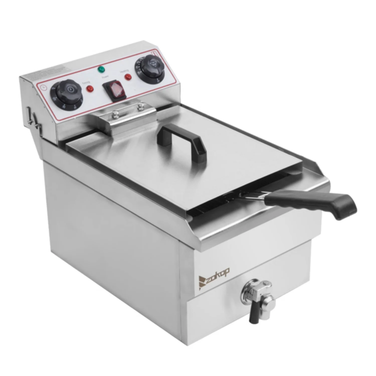Freidora eléctrica de 8,5 L (capacidad total: 8,5 cuartos de galón/8 L) y 12,5 cuartos de galón/11,8 L (grifo de acero inoxidable) - 1700 W máx. (Freidora grande azul con mango ancho)