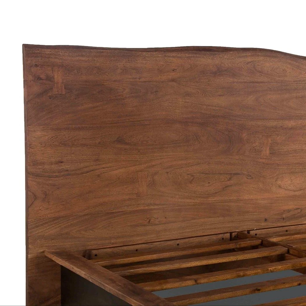 Cama San Marino de Madera Maciza de Acacia – Diseño Orgánico y Moderno