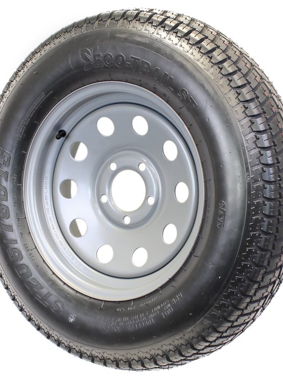2025 Neumático para remolque montado en llanta – ST205/75D15 F78-15 205/75-15 LRC, rueda de 5 agujeros, color plata