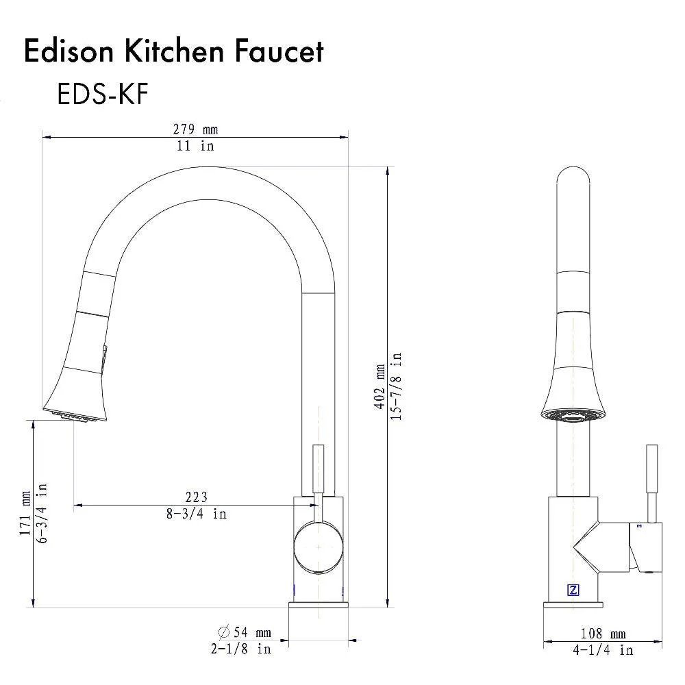 2025 ZLINE Edison – Grifo de Cocina con Ducha Extractible, Bronce Champán (EDS-KF-CB)