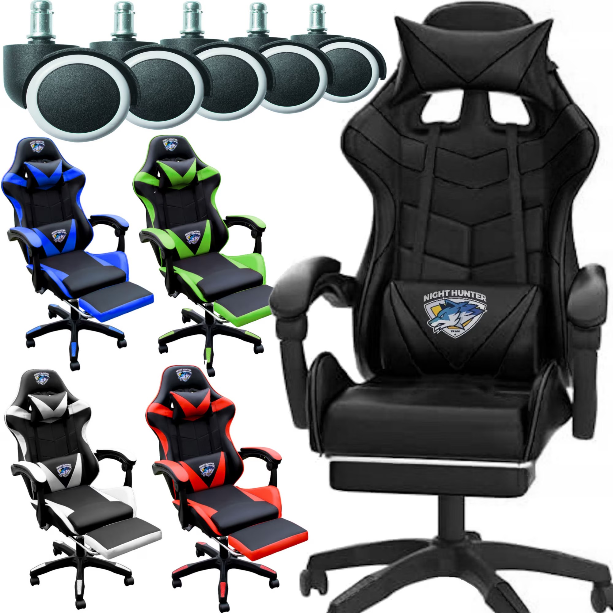 Scaun gaming CERLO rotativ cu masaj, negru