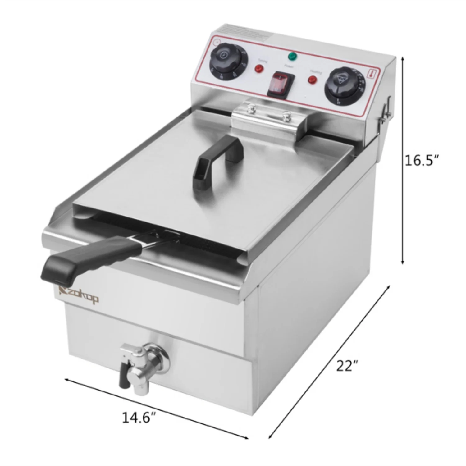 Freidora eléctrica de 8,5 L (capacidad total: 8,5 cuartos de galón/8 L) y 12,5 cuartos de galón/11,8 L (grifo de acero inoxidable) - 1700 W máx. (Freidora grande azul con mango ancho)