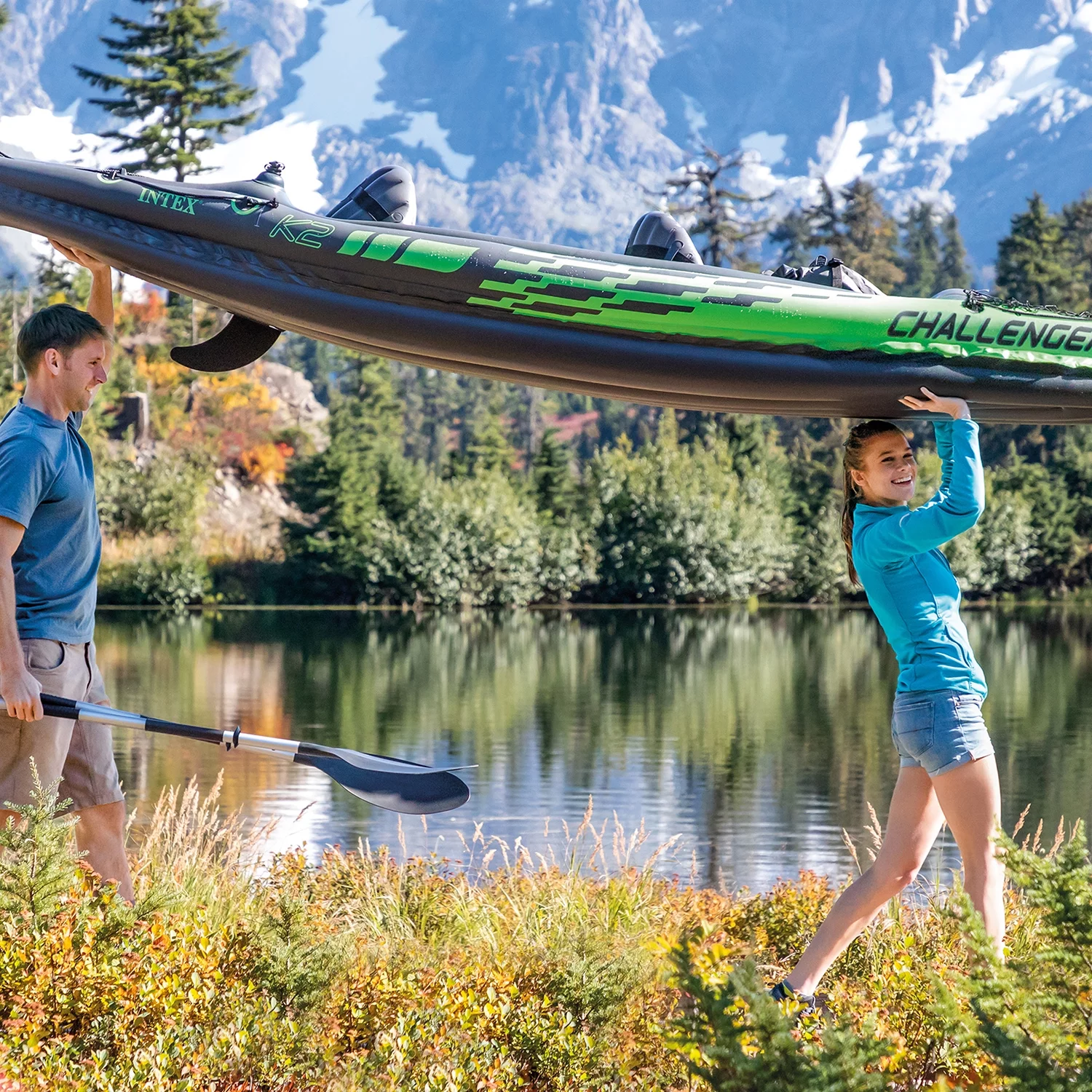 2025 Kayak inflable Intex Challenger K2 con remos y bomba manual