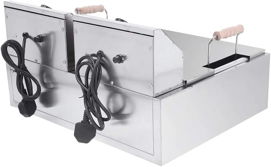 Freidora de 12 litros con cesta filtrante, tamaño extragrande, termostato y temporizador ajustables, ideal para pollo asado, gambas, patatas fritas y mucho más, depósito de aceite extraíble, acero inoxidable.