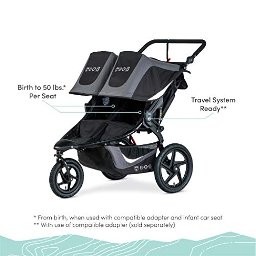 2025 Coche Doble para Correr BOB Gear Revolution Flex 3.0 Duallie, Negro Grafito