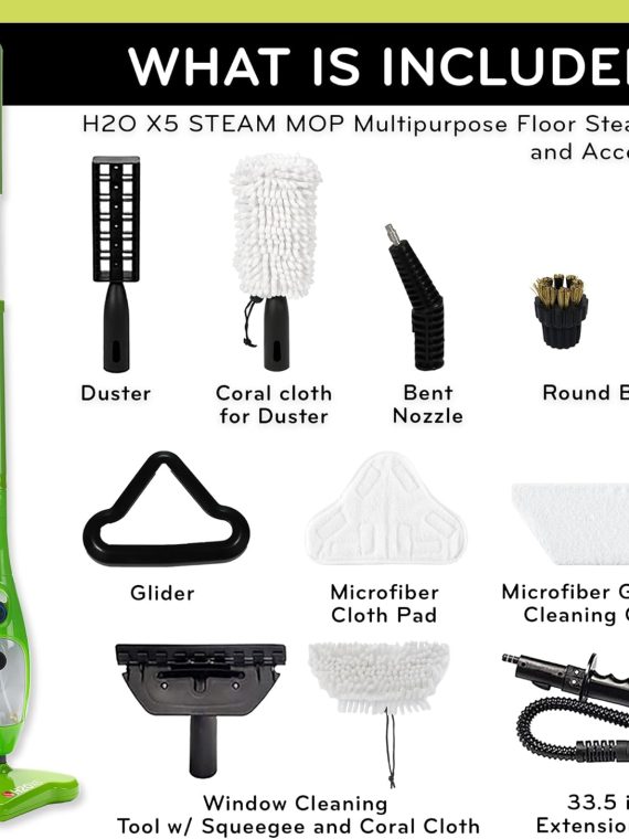 2025 H2O MOP® X5 Mopa a vapor y limpiador de mano a vapor para suelos de madera y azulejos de cocina, limpieza de juntas, tapicerías y alfombras