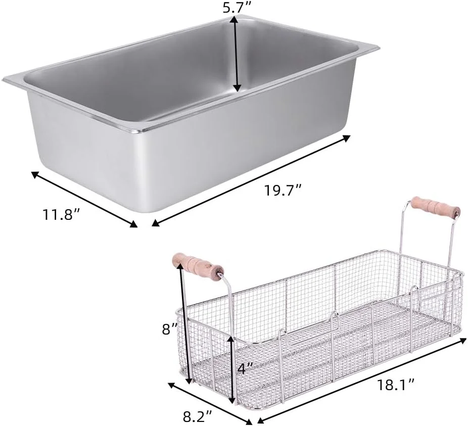 Freidora de 12 litros con cesta filtrante, tamaño extragrande, termostato y temporizador ajustables, ideal para pollo asado, gambas, patatas fritas y mucho más, depósito de aceite extraíble, acero inoxidable.