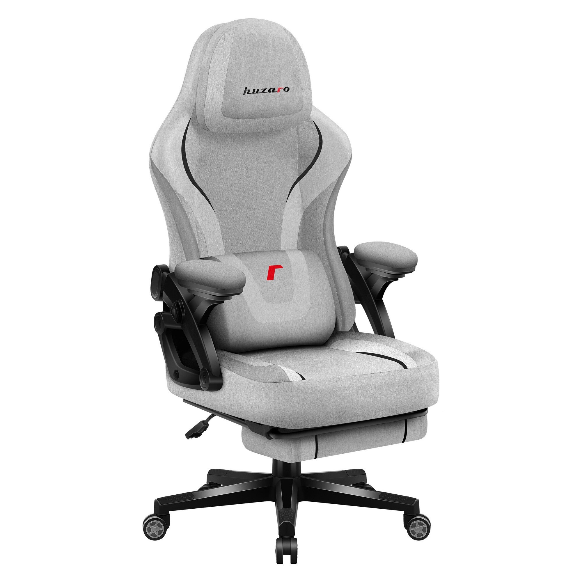 Scaun Gaming Huzaro Force 4.6, Tesatura, suport picioare, recliner, Gri