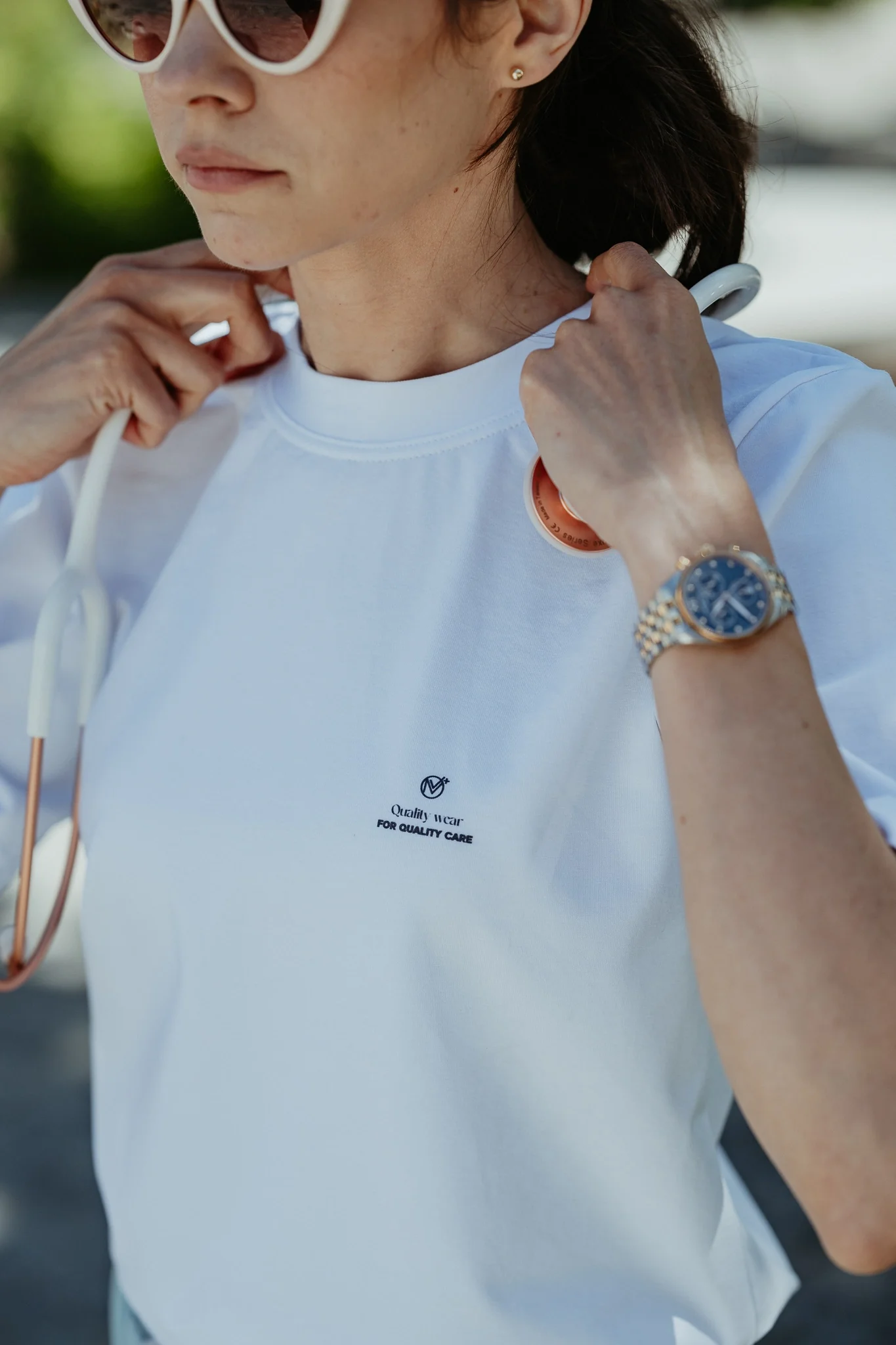 Biała koszulka damska SPLENDOR Premium Cotton