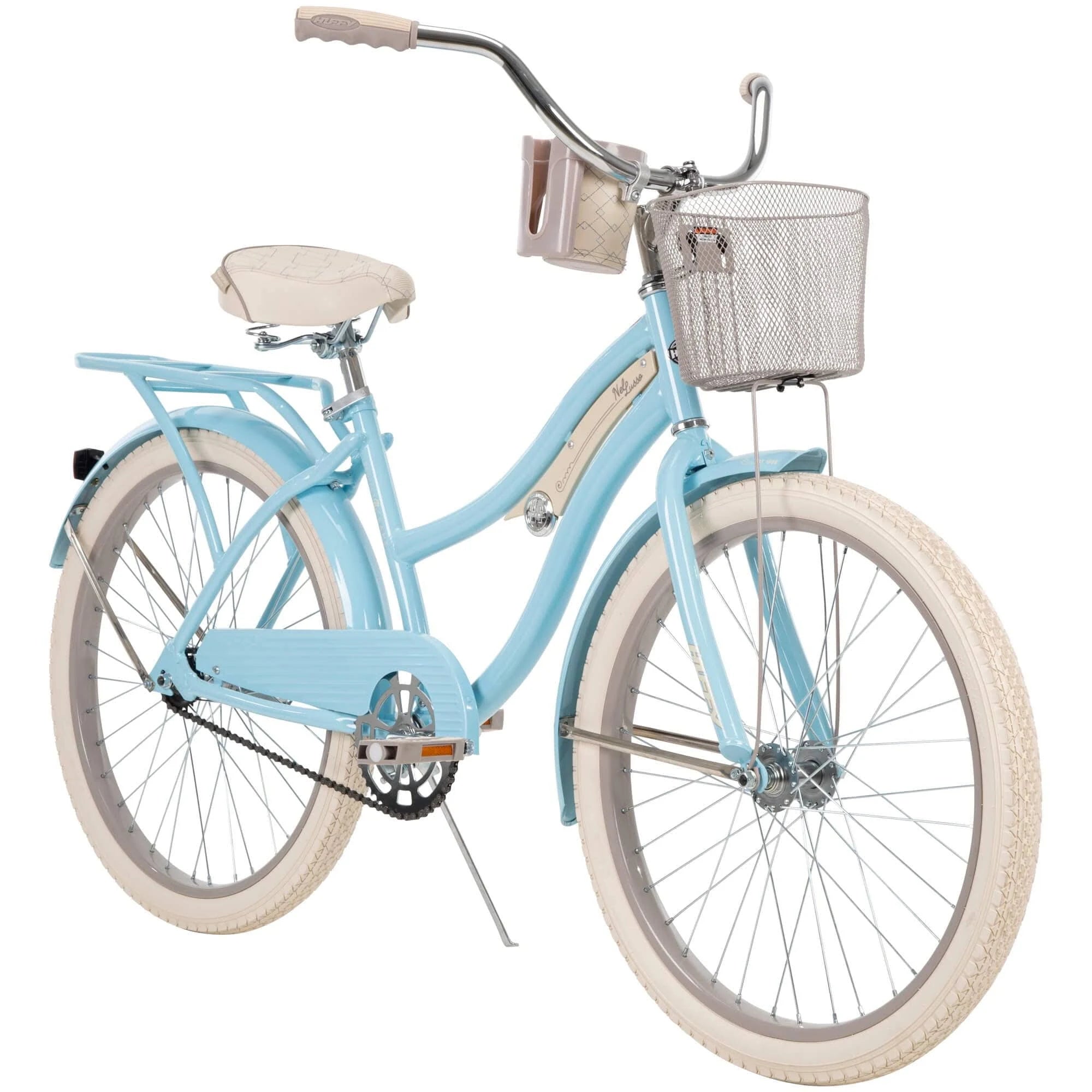 2025 Bicicleta Cruiser Clásica de Playa para Mujeres Huffy Nel Lusso 24 pulgadas, Azul Claro