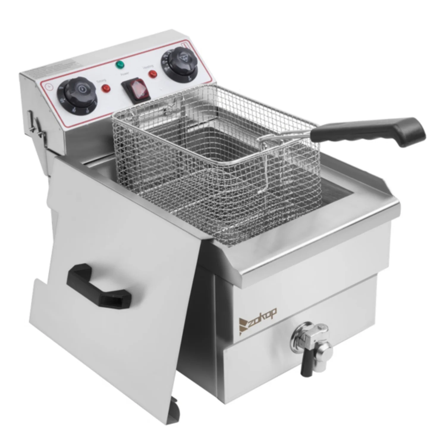 Freidora eléctrica de 8,5 L (capacidad total: 8,5 cuartos de galón/8 L) y 12,5 cuartos de galón/11,8 L (grifo de acero inoxidable) - 1700 W máx. (Freidora grande azul con mango ancho)
