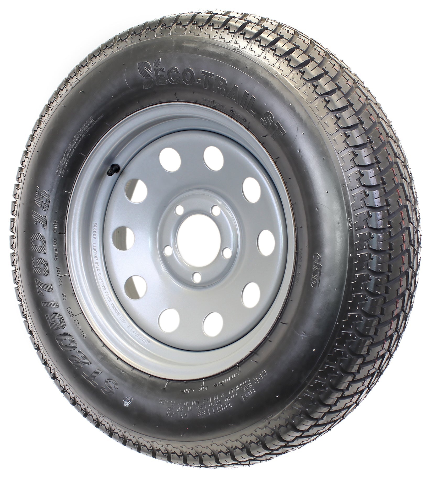 2025 Neumático para remolque montado en llanta – ST205/75D15 F78-15 205/75-15 LRC, rueda de 5 agujeros, color plata