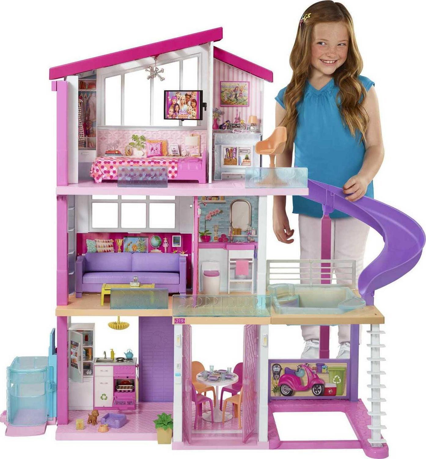 2025 Casa de ensueño Barbie con más de 70 accesorios, ascensor funcional, luces y sonidos