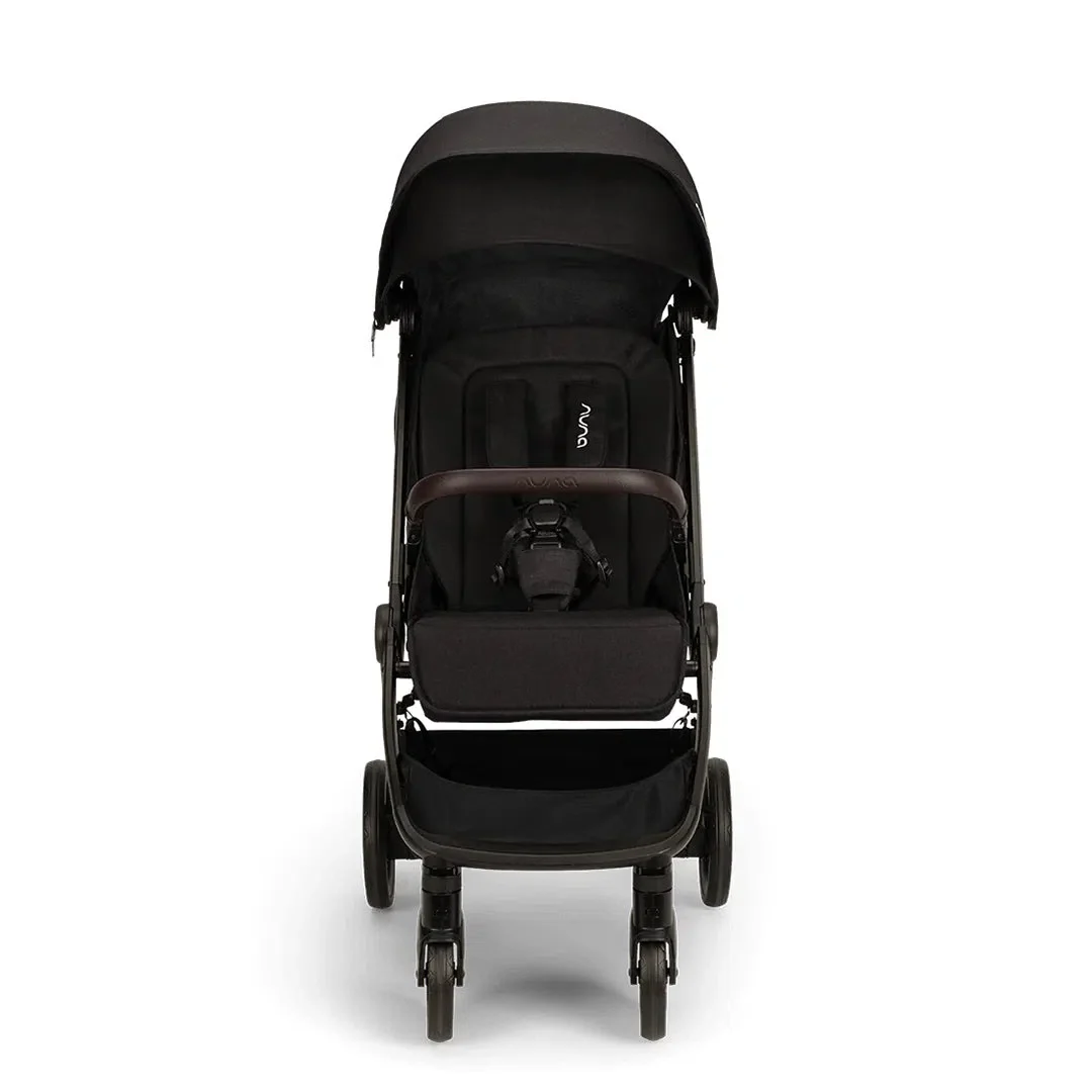 2025 Nuna TRVL LX – Silla de paseo compacta premium en Caviar – Ligera con plegado de una mano y suspensión integral