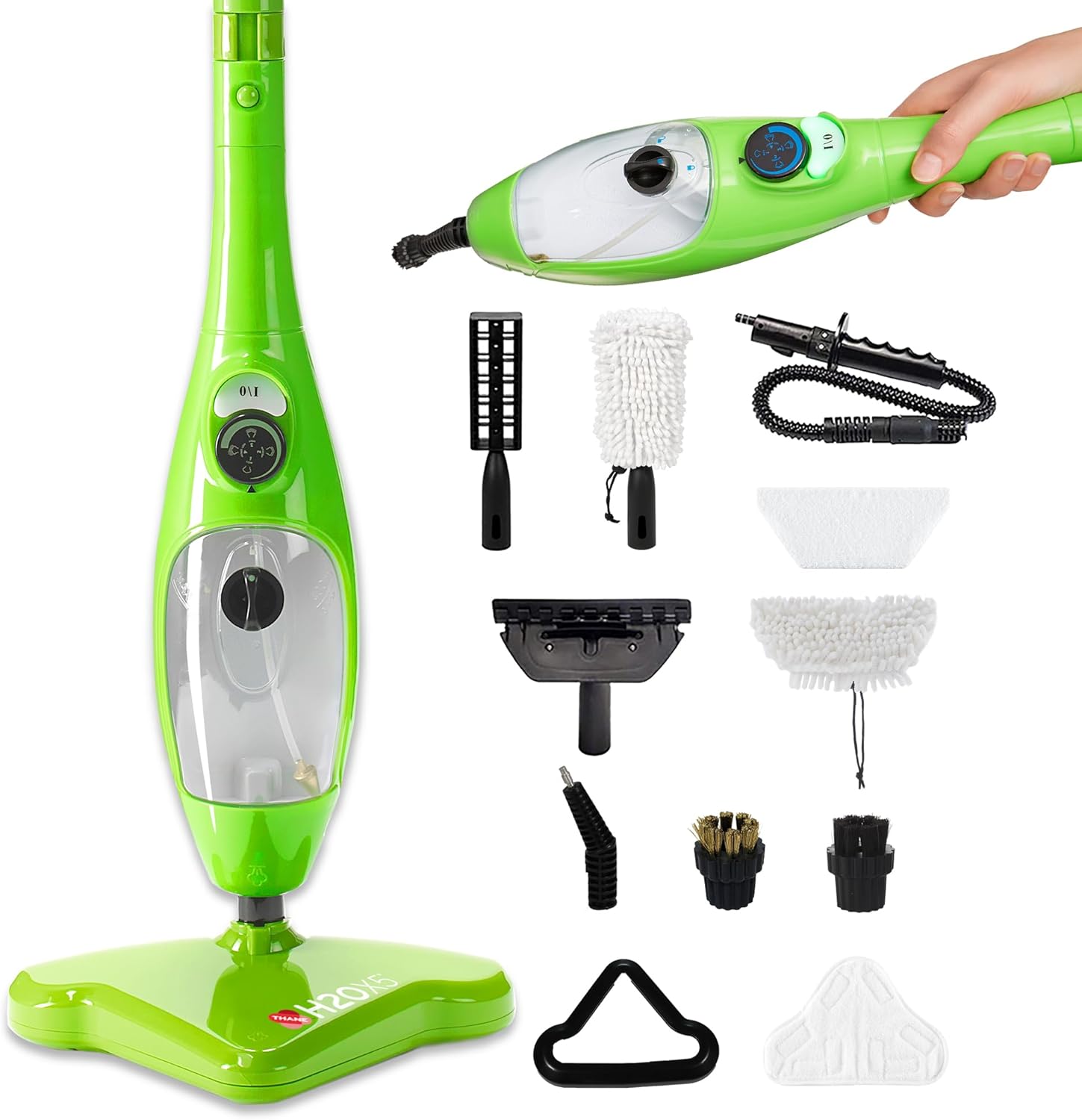 2025 H2O MOP® X5 Mopa a vapor y limpiador de mano a vapor para suelos de madera y azulejos de cocina, limpieza de juntas, tapicerías y alfombras