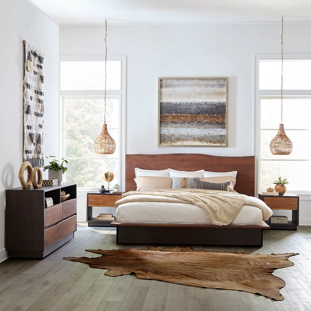 Cama San Marino de Madera Maciza de Acacia – Diseño Orgánico y Moderno
