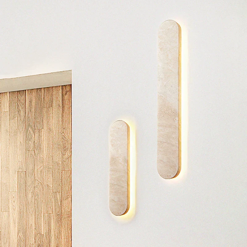 Modern Marble Wall Sconce �C Minimalist Wabi-Sabi LED Light for Hallway or Bedroom