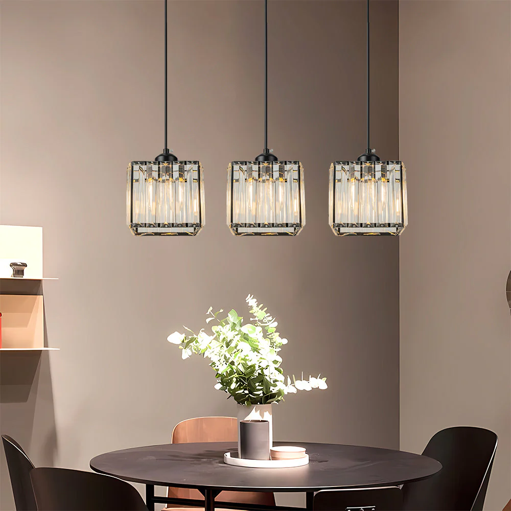 Modern Multi-Light Glass Pendant Light �C Sleek Geometric Design for Kitchen or Dining Room