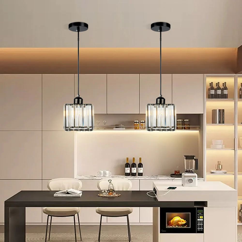 Modern Multi-Light Glass Pendant Light �C Sleek Geometric Design for Kitchen or Dining Room