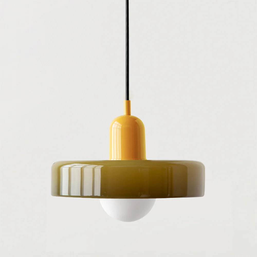 Modern Bauhaus Pendant Light with Glossy Glass Shade