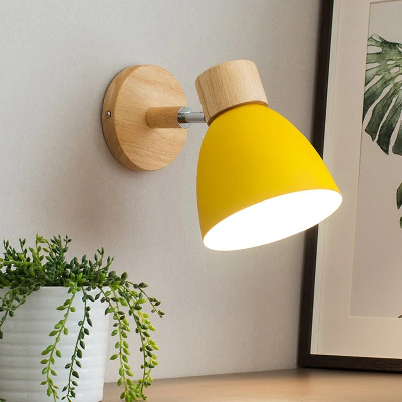 Modern Scandinavian Wood & Metal Wall Lamp �C Adjustable Reading Sconce Light