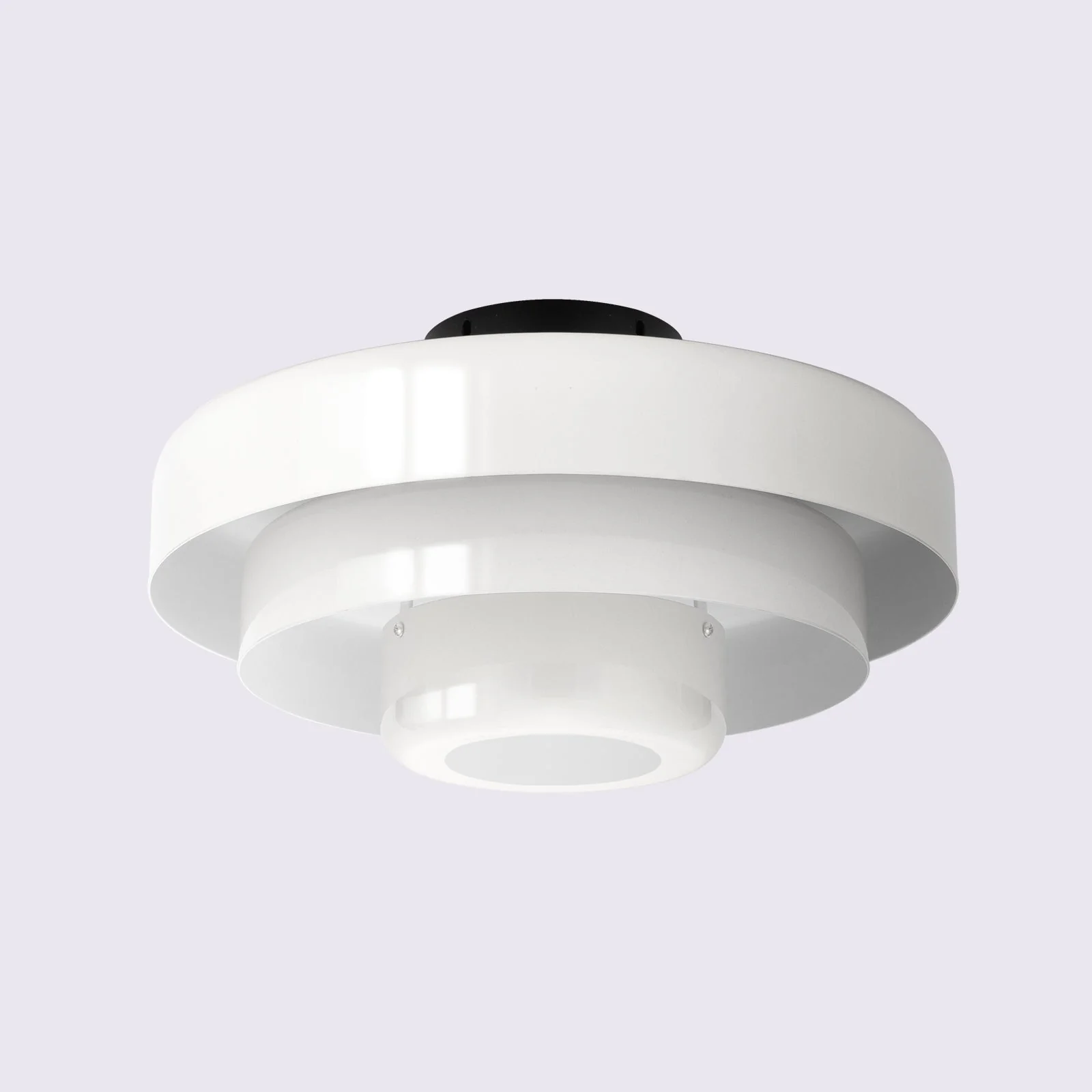 Mid-Century Modern Iron Flush Mount Ceiling Light with Tiered Geometric Design
