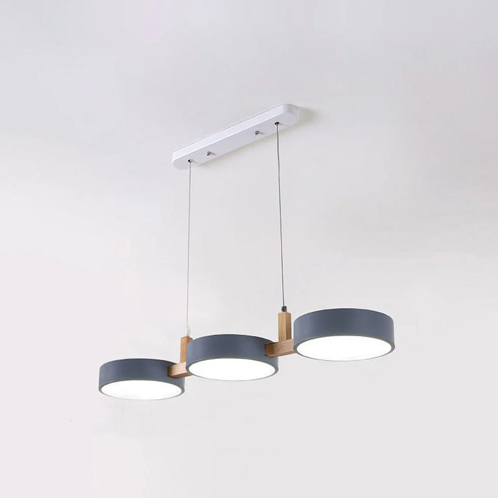 Modern Nordic Triple Cylinder Pendant Light with Wood Accent �C LED, 77cm Ceiling Fixture