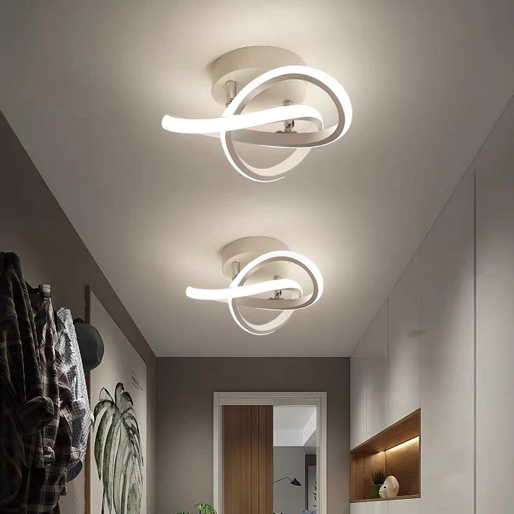 Modern LED Ceiling Light with Sculptural Loop Design �C Iron & Acrylic Flush Mount