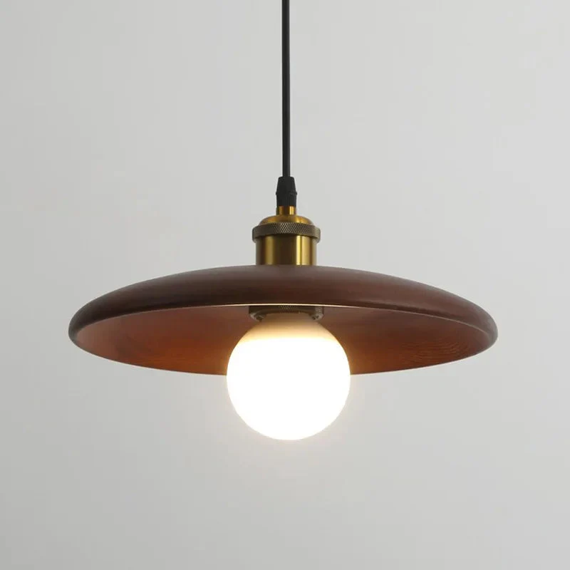 Minimalist Wood Grain Pendant Light with Sleek Dome Design
