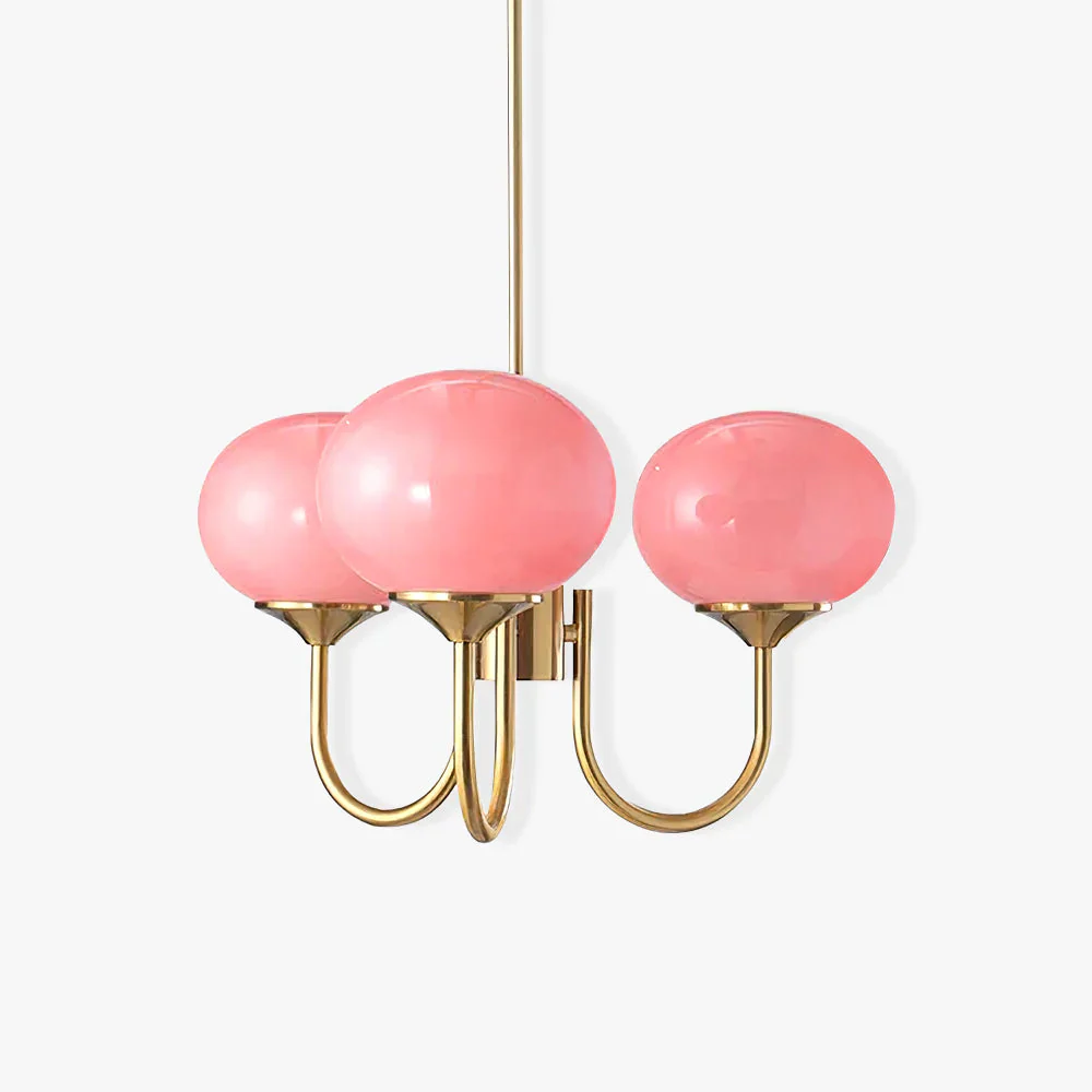 Contemporary Mid-Century Modern Chandelier with Glossy Glass Globes