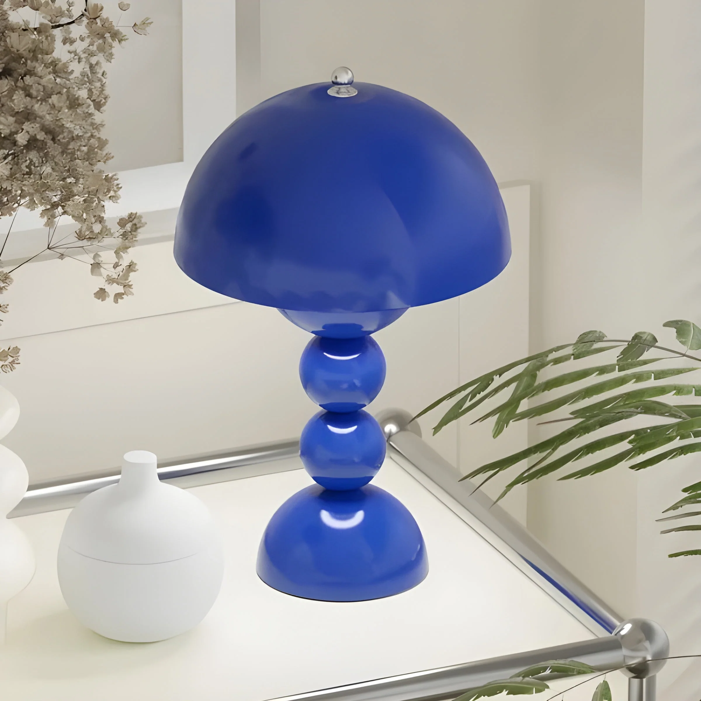 Scandinavian Design Table Lamp with Dimmable LED and Glossy Finish