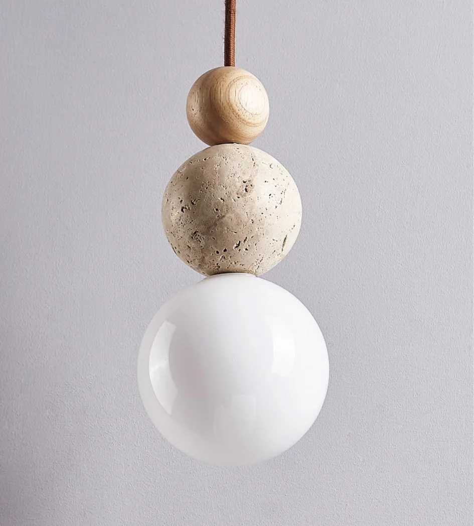 Modern Travertine Pendant Light - Minimalist Natural Stone Lava Design