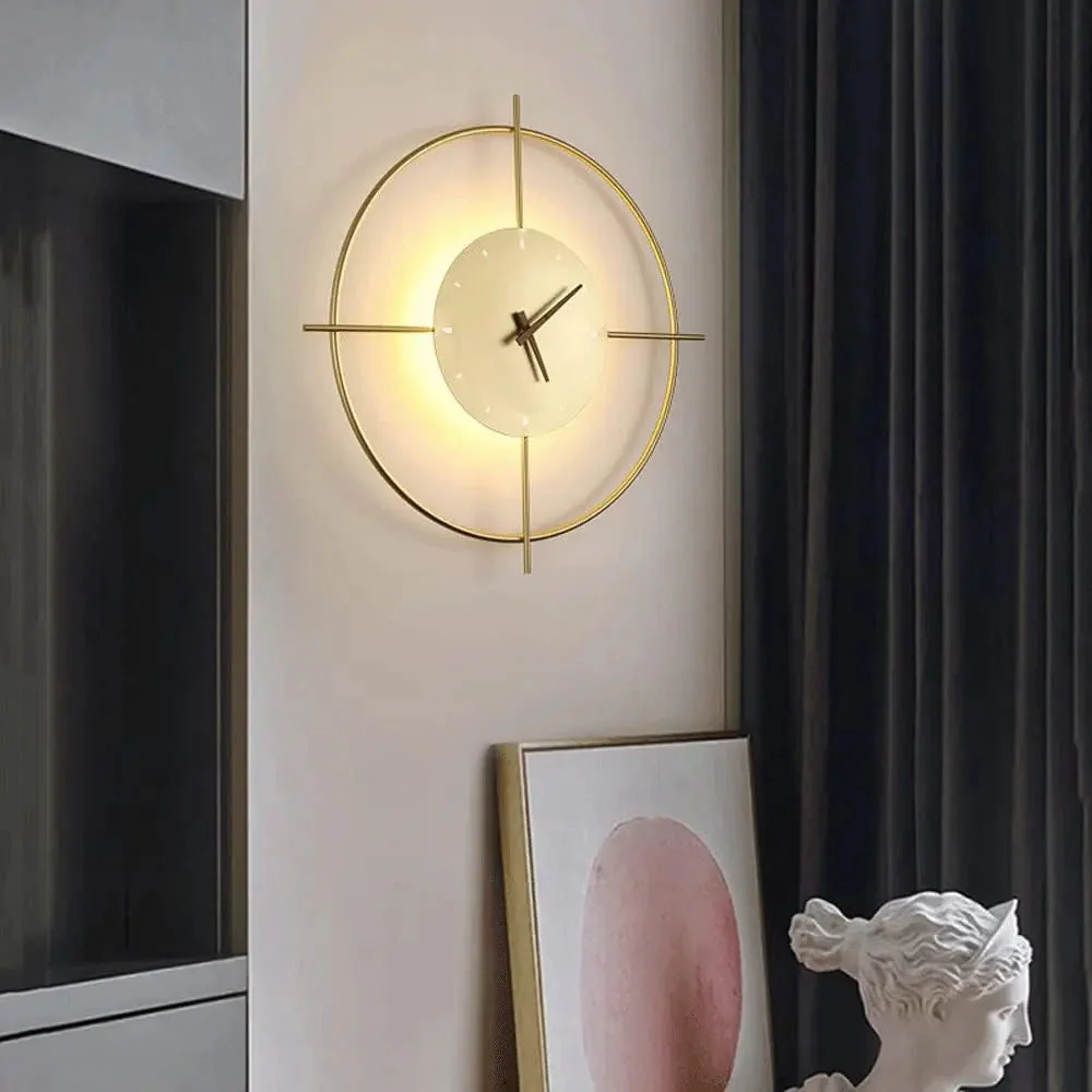 Modern Circular Wall Clock Light �?Minimalist Metal Frame with Artistic Design