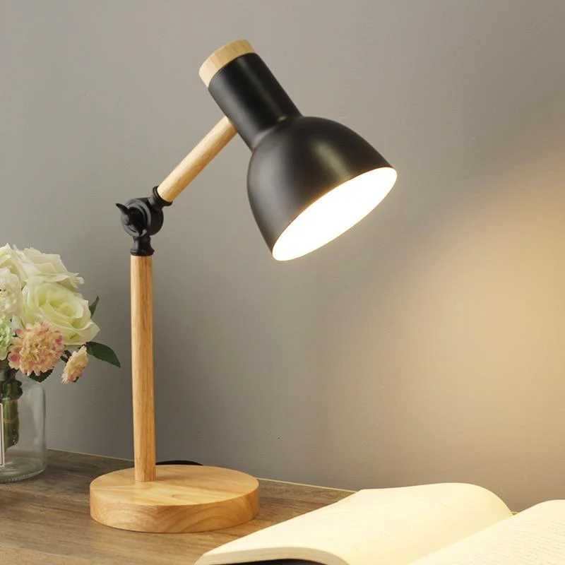 Scandinavian Wooden Table Lamp with Adjustable Arm - Modern Minimalist Design