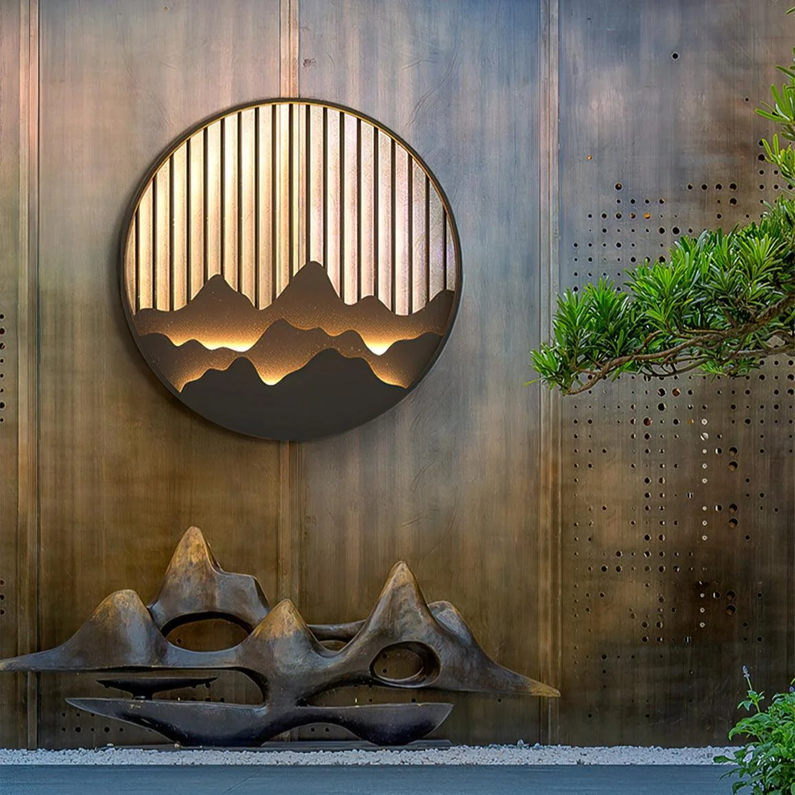 Modern Outdoor Wall Light �C Weatherproof LED Garden Lamp with 3D Mountain Design