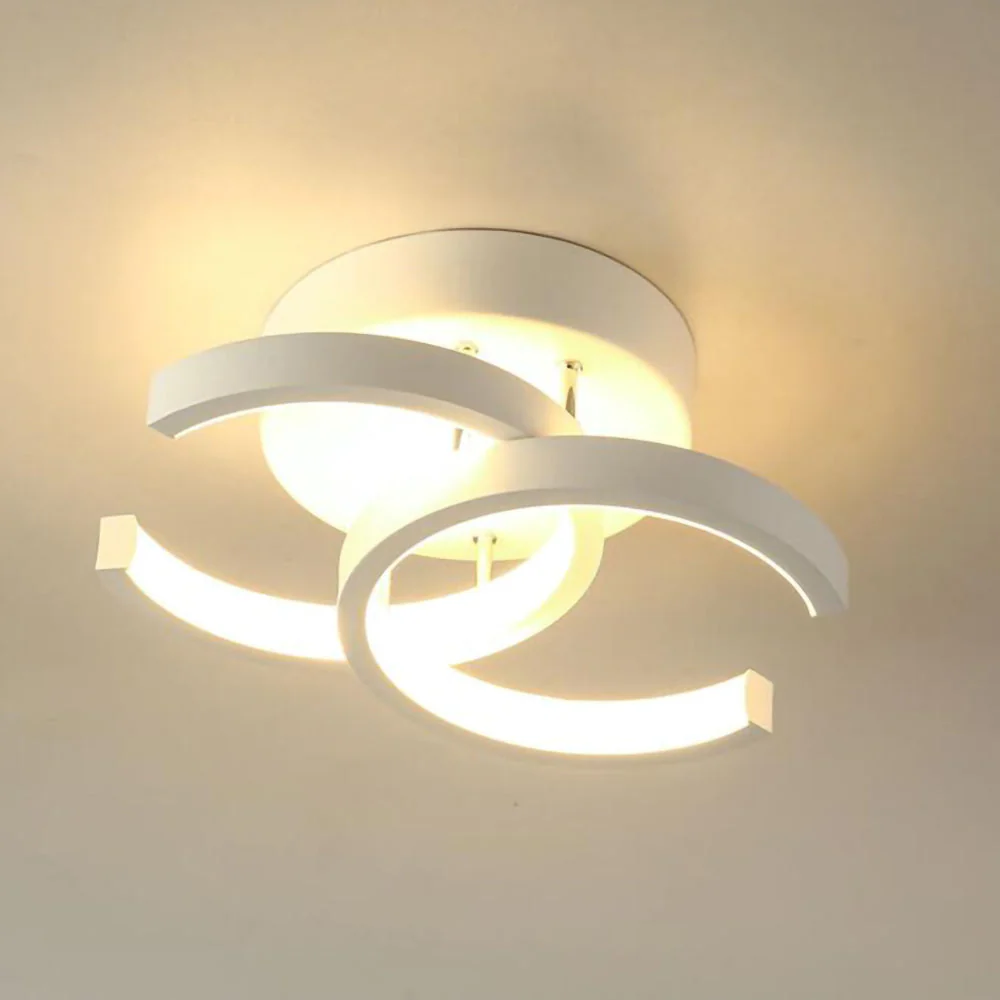 Modern LED Ceiling Light with Sculptural Loop Design �C Iron & Acrylic Flush Mount