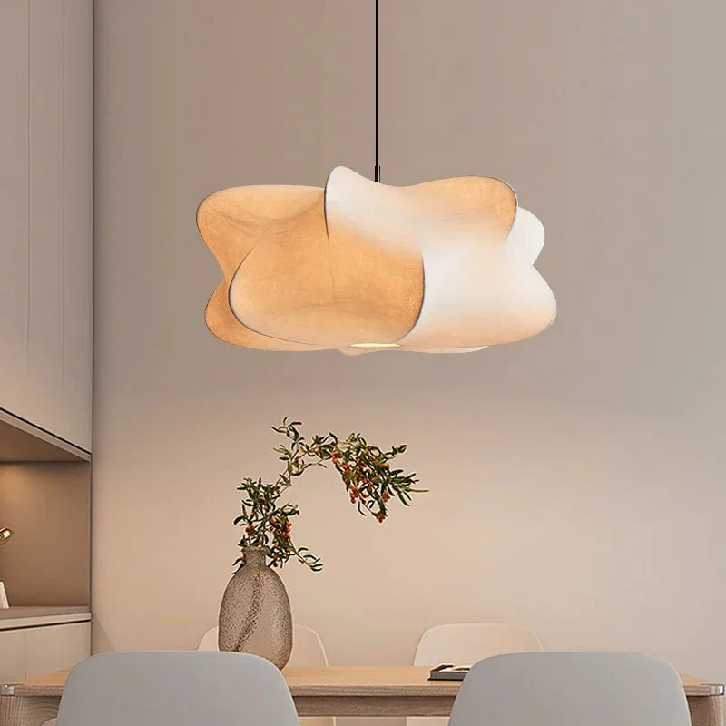 Wabi Sabi Silk Pendant Light �C Organic Sculptural Ceiling Lamp for Serene Spaces