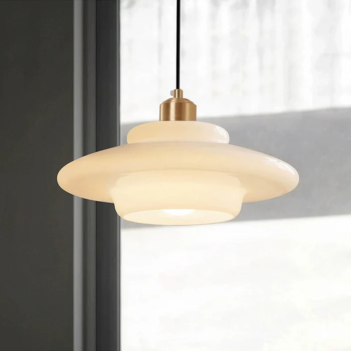 Modern Minimalist Glass Pendant Lamp with Brass Accents