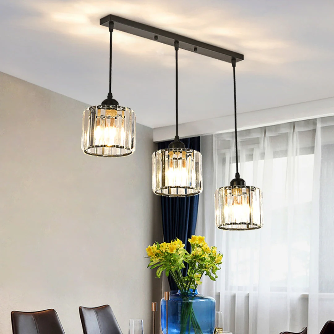 Modern Multi-Light Glass Pendant Light �C Sleek Geometric Design for Kitchen or Dining Room