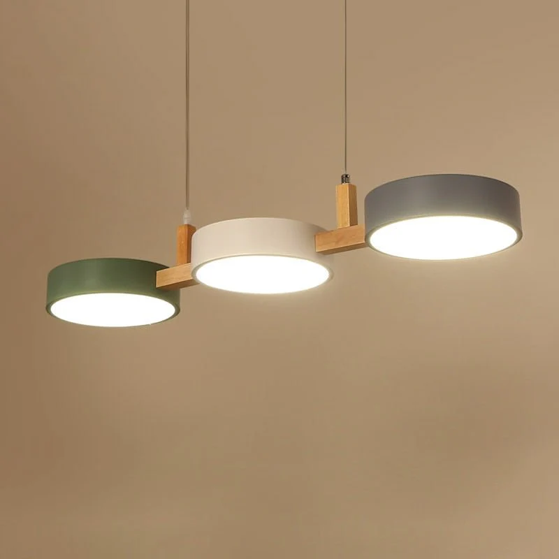 Modern Nordic Triple Cylinder Pendant Light with Wood Accent �C LED, 77cm Ceiling Fixture
