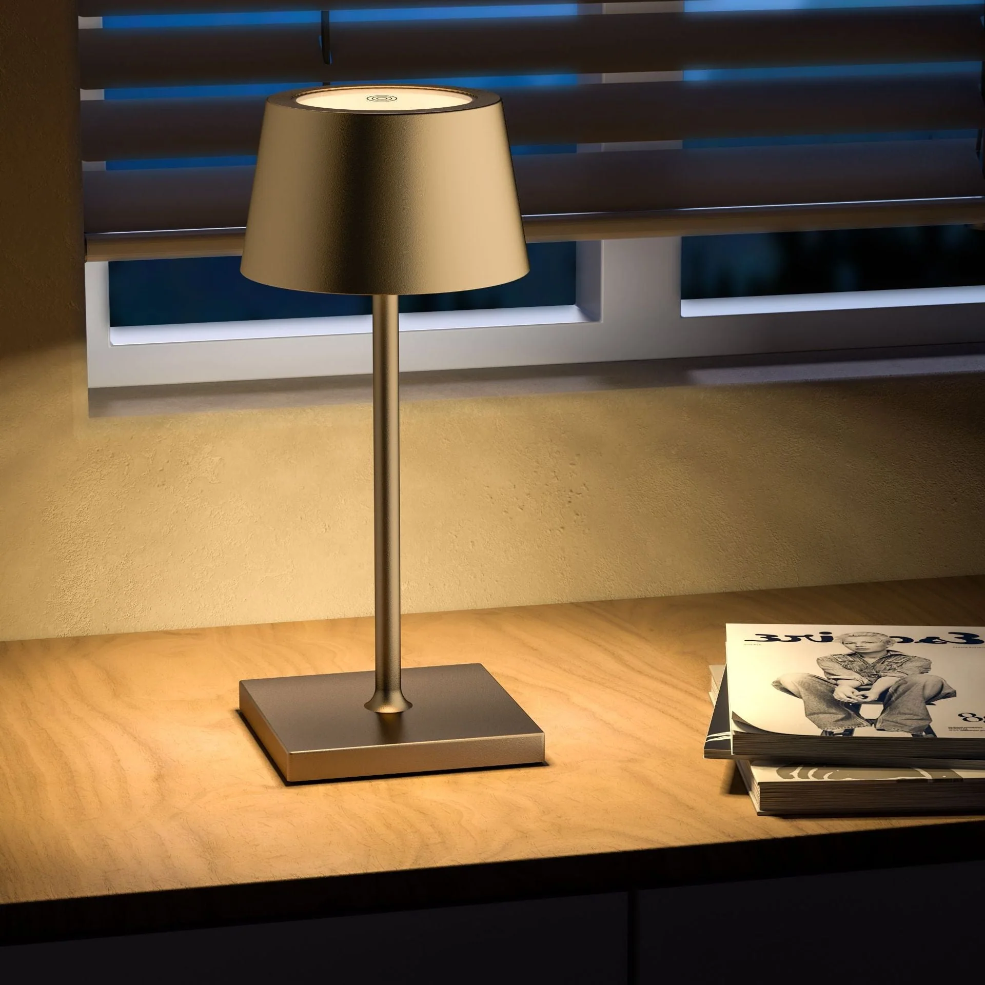 Cordless Rechargeable LED Table Lamp, Minimalist Design with Touch Control