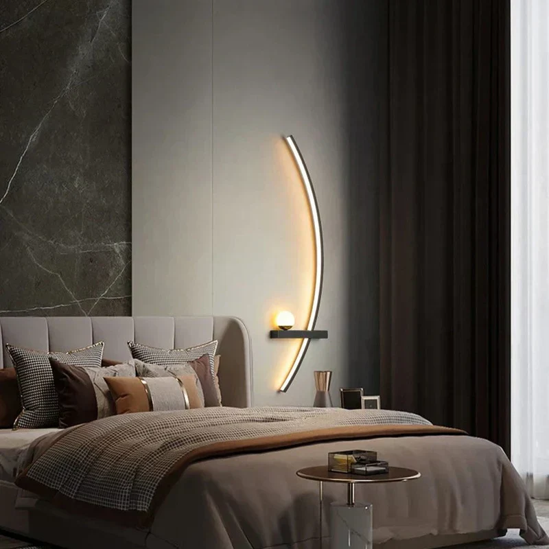 Minimalist LED Wall Light with Shelf �C Modern Arc Design & Ambient Lighting