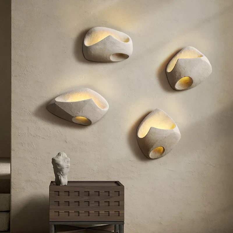 Wabi-Sabi Cement Wall Light �C Modern Sculptural LED Sconce with Organic Design