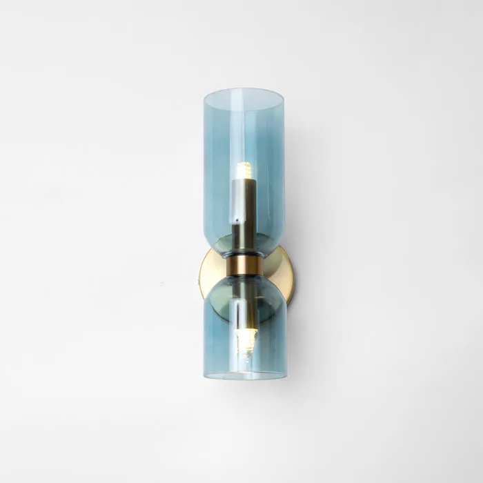 Modern Dual Glass Wall Sconce �C Minimalist LED Up and Down Light Fixture