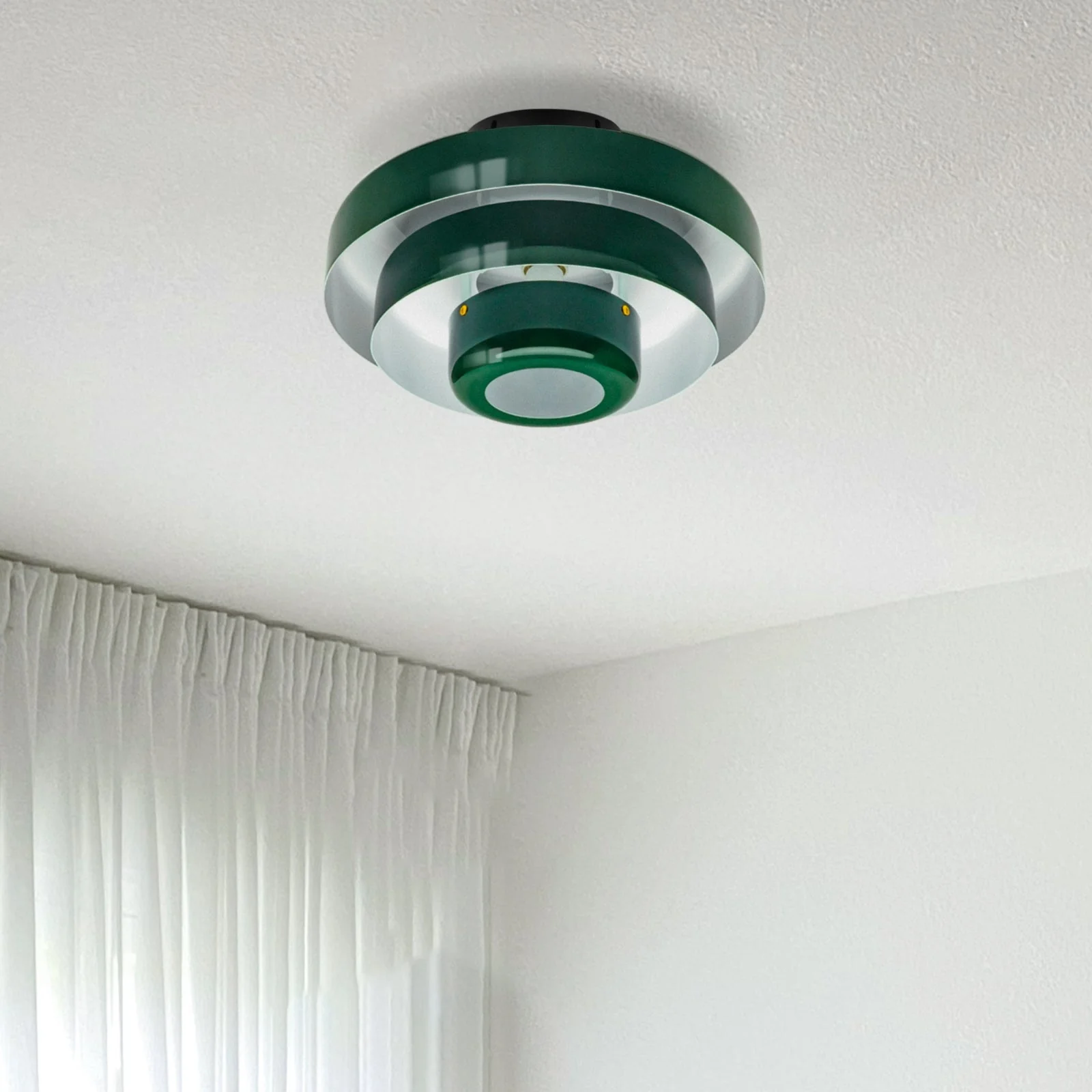 Mid-Century Modern Iron Flush Mount Ceiling Light with Tiered Geometric Design