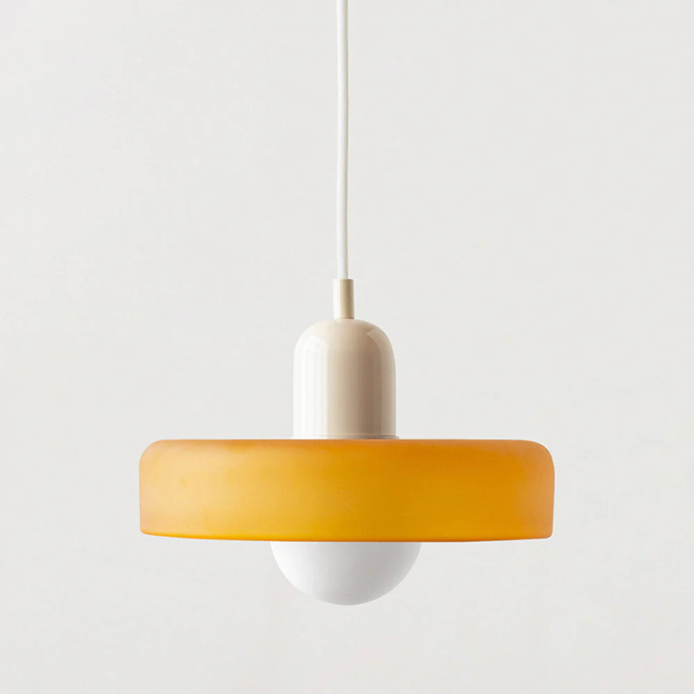 Modern Bauhaus Pendant Light with Glossy Glass Shade